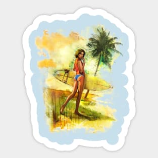 Surfer on the Beach Sticker